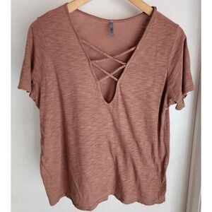Jolie Women's T-Shirt S Brown Cotton Modal‎ Casual Tee